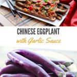 Chinese eggplant on plate with white rice