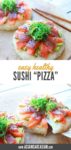 sushi pizza topped with wakame seaweed salad