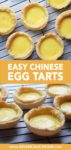 Chinese egg tarts cooling on a baking rack