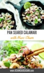 succulent pan seared calamari tossed in a spicy Vietnamese nuoc cham sauce