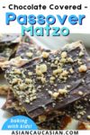 a stack of chocolate covered matzo topped with walnuts