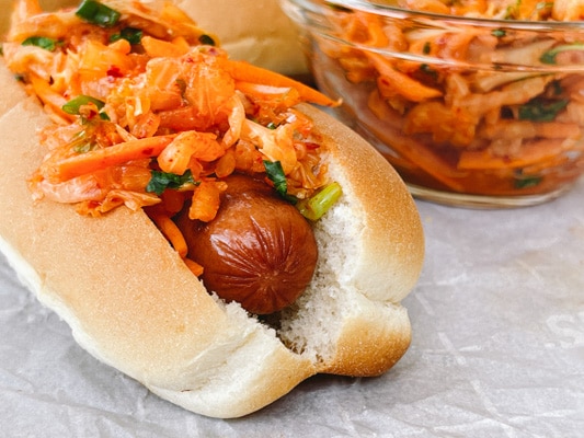 Hot Dogs with Kimchi Relish • Steamy Kitchen Recipes Giveaways