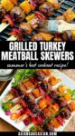 These juicy, Grilled Turkey Meatball Skewers are perfect for easy summer grilling! Made with all Trader Joe's ingredients, these meatball skewers or shish kabobs come together in just 20 minutes! How easy is that for your next backyard BBQ, cookout, or summer celebrations like July 4th and Labor Day weekend?