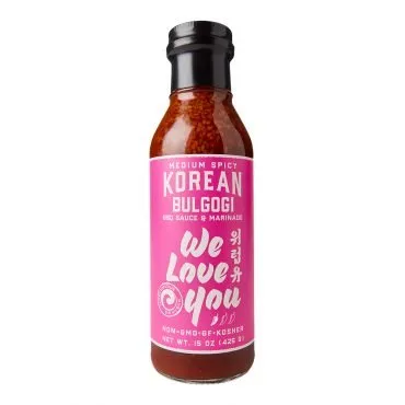 A bottle of Korean bulgogi sauce against a white background.