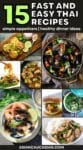 A photo collage of tasty and colorful Thai dishes.