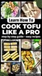 Pinterest pin collage with various tofu images